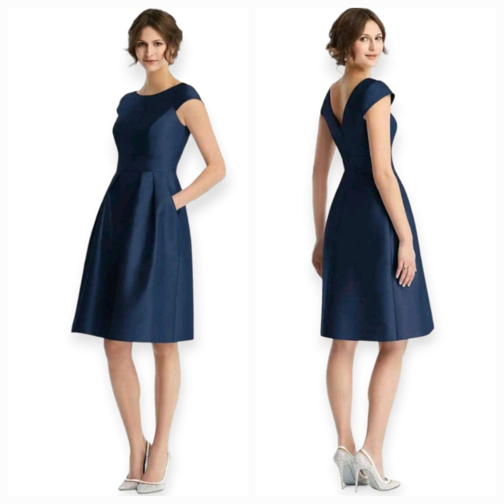 Alfred Sung Satin Twill Cocktail Dress  D766 NWT